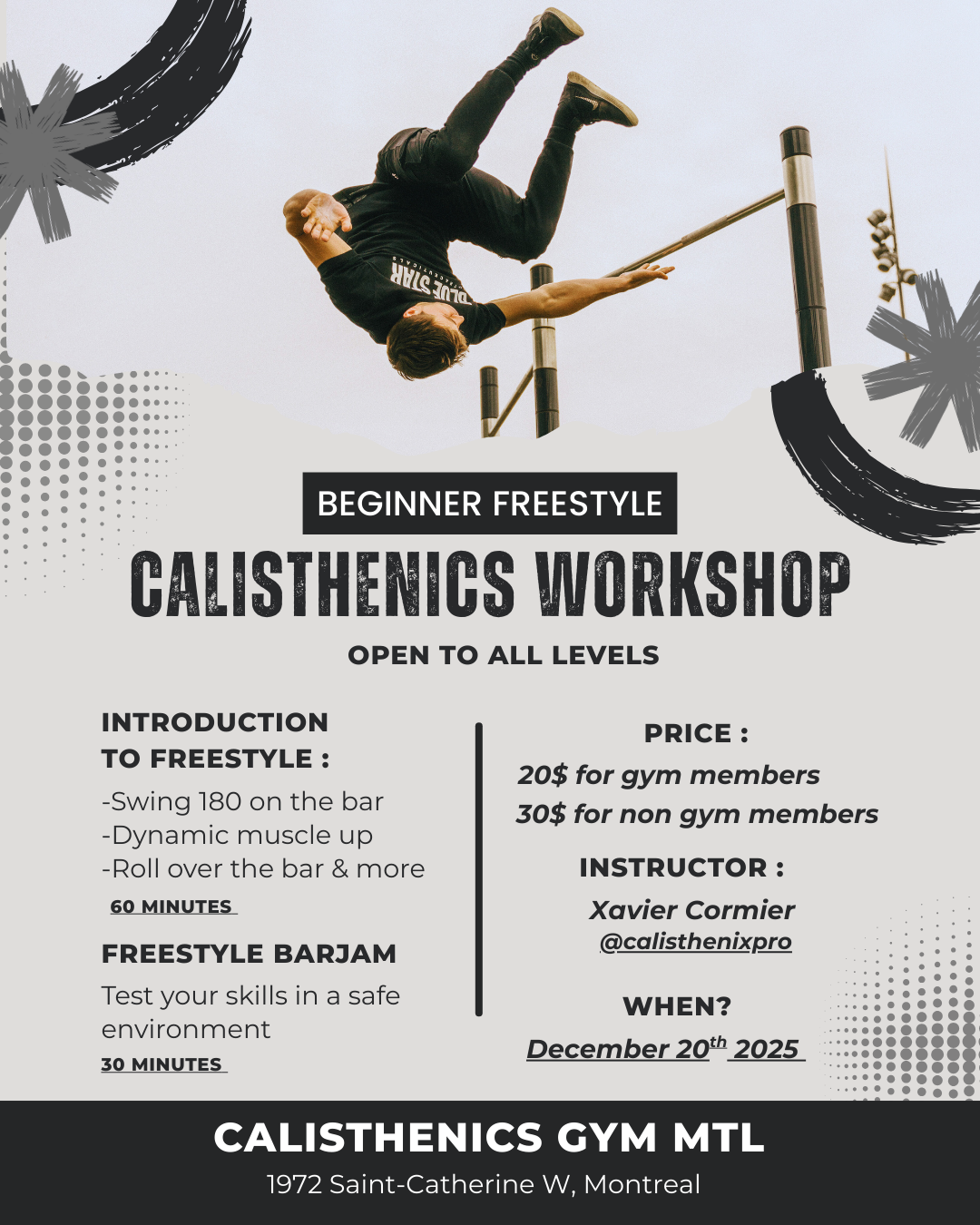 Freestyle Workshop - Calisthenics Gym Montreal 20/12/2025